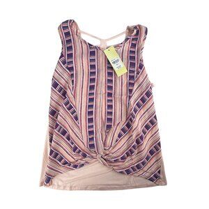 Magenta Girls Top Size L Sleeveless Striped Knot-Front Pink & Purple Girl's Cage